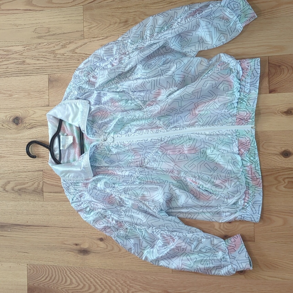 Adidas. Women's. Vintage 90s. Abstract Rainbow Windbreaker Jacket. Size Large.